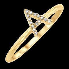 10k .05ct-Diamond "A" ring Size-7