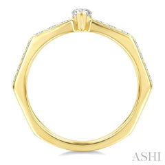 3/8 Ctw Hexagon Shank Marquise and Round Cut Diamond Fashion Ring in 14K Yellow Gold