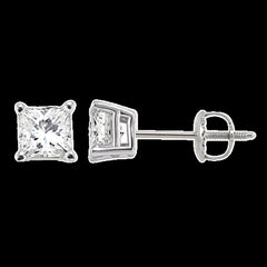 14k 1ct-Diamond Princess-Cut Solitaire Earrings