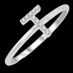10k 0.05ct Diamond Size-7 "T"-Ring