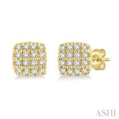 14K 0.12CT  Diamond Cushion Earring