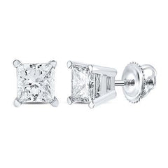14K 1.00CT-Diamond Princess-Cut Solitaire Earrings