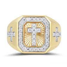 10K 0.25ct Diamond Cross Ring