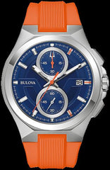 Bulova Men's Orange-Rubber Blue-face Watch
