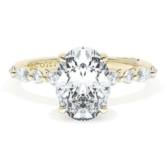 18K/2mm 9.5*7.0 0.40Ct-Diamond Half-way/Solid Semi-Mount/Ring
