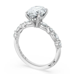 18K/2mm 9.5*7.0 0.40Ct-Diamond Half-way/Solid Semi-Mount/Ring