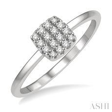 10k .12ct-Diamond Cushion Ring Size-7
