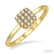 10k .12ct-Diamond Cushion Ring Size-7