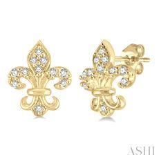 10k .07ct-Diamond Fleur-de-lis Earrings