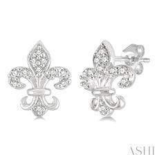 10k .07ct-Diamond Fleur-de-lis Earrings