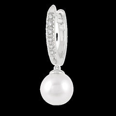 10K 0.10ct Diamond Pearl-hoop Earrings