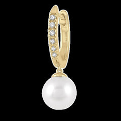 10K 0.10ct Diamond Pearl-hoop Earrings