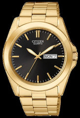 Citizen Quartz Black-Dial Gold-tone Men's-Watch