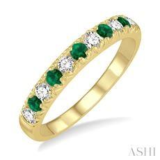 14K 0.27ct Diamond Emerald Wedding-Band