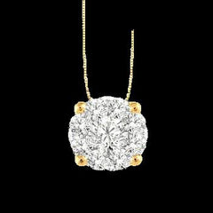 14K 1.00ct Diamond Cluster Pendant