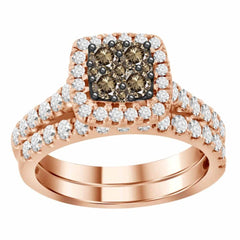14K 0.75ct Diamond Cluster Ring-set