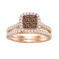 14K 0.75ct Diamond Cluster Ring-set