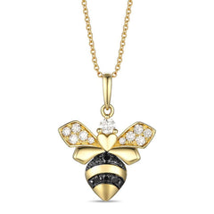 14k Honey-Gold .45ct-Nude&  Blackberry-Diamond Bumble-Bee-Pendant