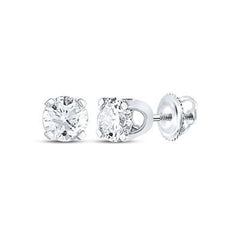 14K 0.20ct-Diamond Round-Cut Solitaire Earrings