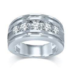 14K 2.00ct H-Color/VS-Clarity Lab-Diamond Wedding-Band