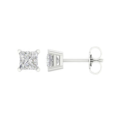 10K .63CT-Diamond Princess-Cut Solitaire Earrings