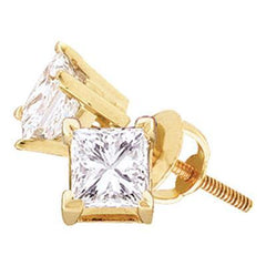 10K .63CT-Diamond Princess-Cut Solitaire Earrings