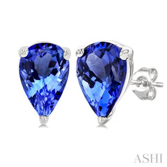 6X4MM Pear Cut Tanzanite Precious Stud Earrings in 14K White Gold