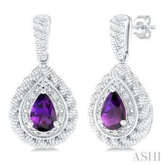 925 0.04CT Diamond Amethyst Earrings
