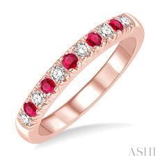 14K 0.18ct Diamond Ruby Wedding-Band