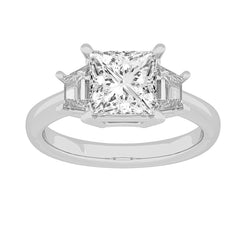 14k 2.76 Lab-Diamond 3-Stone Princess-Cut Ring