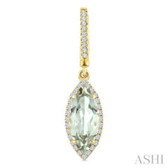 12X5 MM Evoque Gemstones Marquise Shape Green Amethyst and 1/3 Ctw Round Cut Diamond Semi-Precious Earrings in 10K Yellow Gold