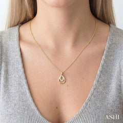 1/10 Ctw Overlay Pear Shaped Frame Round Cut Golden Glow Diamond Fashion Drop Petite Pendant With Chain in 10K Yellow Gold
