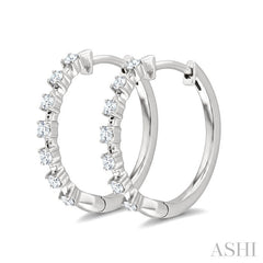 1/4 Ctw Round Cut Diamond Floating Hoop Fashion Earrings in 10K White Gold