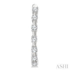 1/4 Ctw Round Cut Diamond Floating Hoop Fashion Earrings in 10K White Gold
