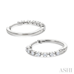 1/4 Ctw Round Cut Diamond Floating Hoop Fashion Earrings in 10K White Gold