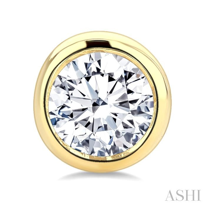 1/4 Ctw Bezel Set Round Cut Diamond Stud Earrings in 14K Yellow Gold