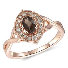 14K 0.20ct-Diamond 0.40ct-Quartz Fashion Ring