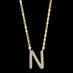 10K 0.07ct Diamond N-initial Necklace