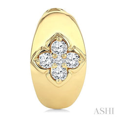 1/4 Ctw Blossom Center Round Cut Diamond Huggie Fashion Earrings in 14K Yellow Gold