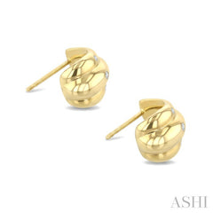 1/5 Ctw Flush Set Round Cut Diamond Fashion Mosaic Half Hoop Earrings in 10K Yellow Gold