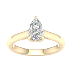 14K 1.00ct H-Color/VS-Clarity Lab-Diamond Pear/Ring