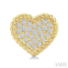 1/5 Ctw Round Cut Diamond Rope Border Heart Motif Fashion Stud Earrings in 10K Yellow Gold
