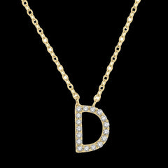 10K 0.05ct Diamond D-Iinitial Necklace