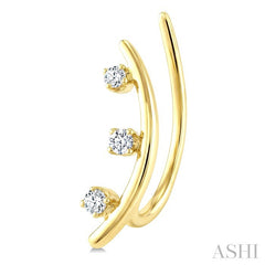 1/10 Ctw Round Cut Diamond Fashion Ear Climbers in 10K Yellow Gold