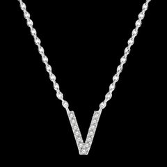 10K 0.06ct Diamond Initial-V Necklaces