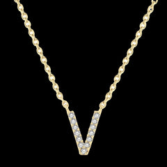 10K 0.06ct Diamond Initial-V Necklaces