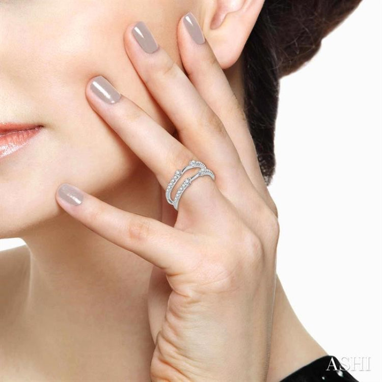 3/8 ctw Round Cut Diamond Insert Ring in 14K White Gold