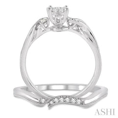 1/3 ctw Diamond Lovebright Wedding Set with 1/3 ctw Round Cut Engagement Ring and 1/20 ctw Wedding Band in 14K White Gold