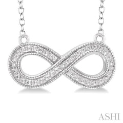 1/50 Ctw Single Cut Diamond Infinity Pendant in Sterling Silver with Chain