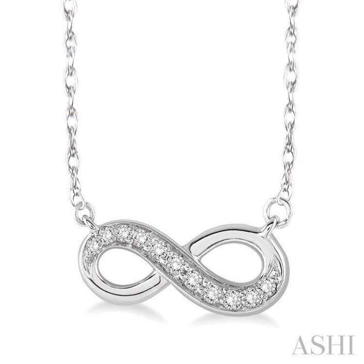 1/6 Ctw Round Cut Diamond Infinity Petite Pendant in 14K White Gold with Chain